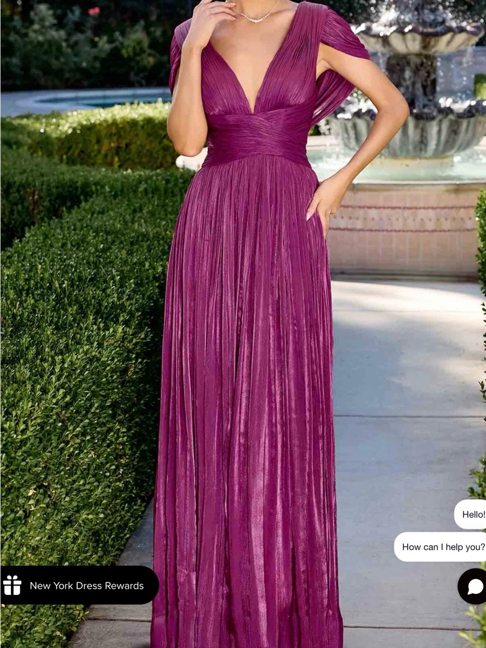 Cinderella Plum Maxi Pleated V-Neck Gown
